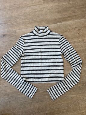Rag & Bone Striped Black and White Soft Cropped Turtleneck Sweater XS/TP